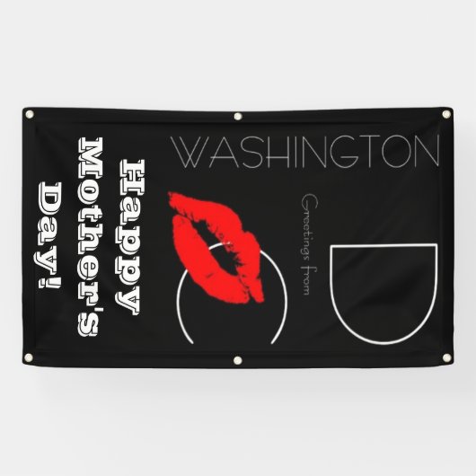 Happy Mother Day Washington DC Red Lipstick Kiss Banner (Horizontal)