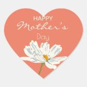 Happy Mother Day White Artistic Blume Herz-Aufkleber (Vorderseite)
