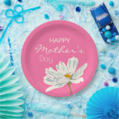 Happy Mother Day White Artistic Blume Pappteller (Party)