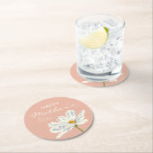 Happy Mother Day White Artistic Blume Runder Pappuntersetzer (Vor Ort)