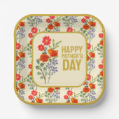 Happy Mother Day Wildblumen Gold Frame Pappteller (Vorderseite)