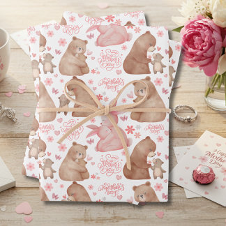 Happy Mother’s Day Cute Bear & Bunny Geschenkpapier Set