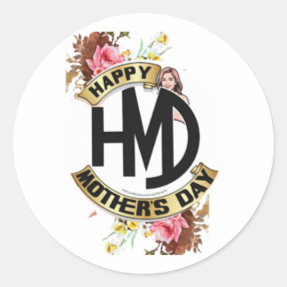 Happy Mother’s Day HMD Collection | Floral Typo Runder Aufkleber