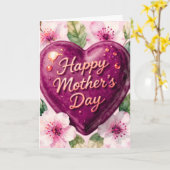 Happy Mother’s Day Purple Heart Bloom Karte (Gelbe Blume)