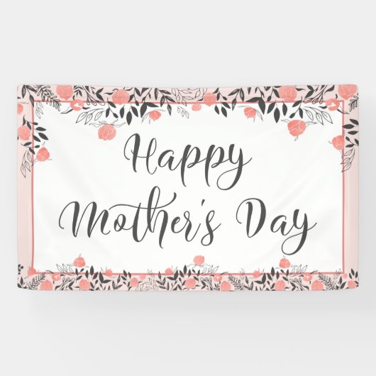 HAPPY MOTHERDAY Rose Gold Blush Bloral Banner (Horizontal)