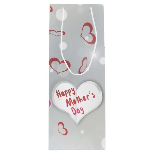 Happy Mother's Day 3D Paper Heart Geschenktüte Für Weinflaschen (Vorderseite)