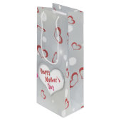 Happy Mother's Day 3D Paper Heart Geschenktüte Für Weinflaschen (Vorderseite Schrägansicht)