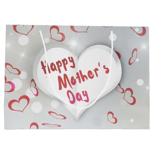 Happy Mother's Day 3D Paper Heart Große Geschenktüte (Rückseite)