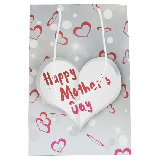 Happy Mother's Day 3D Paper Heart Mittlere Geschenktüte (Vorderseite)