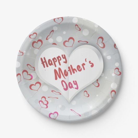 Happy Mother's Day 3D Paper Heart Pappteller (Vorderseite)
