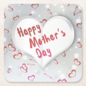 Happy Mother's Day 3D Paper Heart Rechteckiger Pappuntersetzer (Vorderseite)