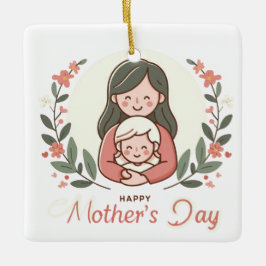 Happy Mother's Day - A Mom's Embrace Floral Keramikornament