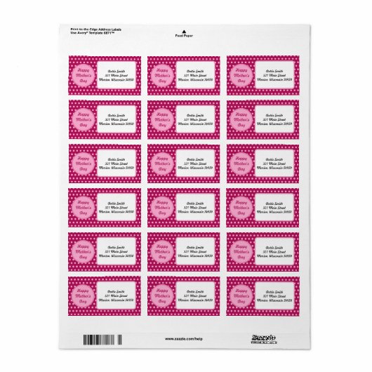Happy Mother's Day Address Labels (Magenta & Pink) Adressaufkleber (Vorne)
