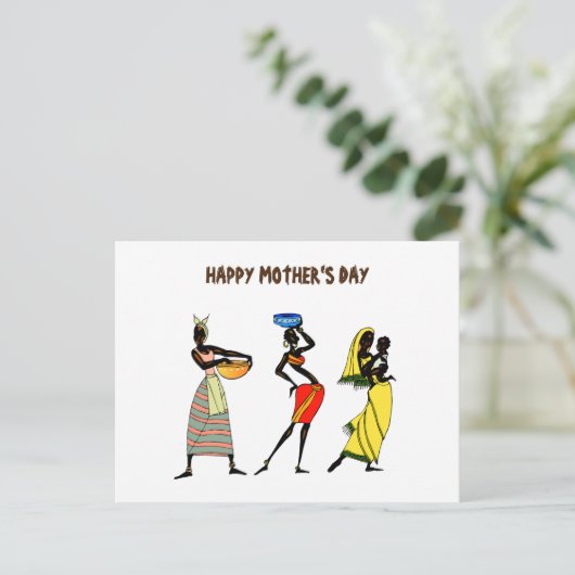 Happy Mother's Day African Art Postkarte (Stehend Vorderseite)