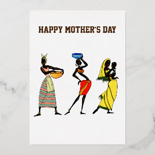 Happy Mother's Day African Art Print Folien Feiertagskarte