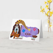 Happy Mother's Day! Basset Hound in PJs Karte (Gelbe Blume)