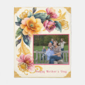 Happy Mother's Day Beautiful Watercolor Blume Fleecedecke (Vorderseite)