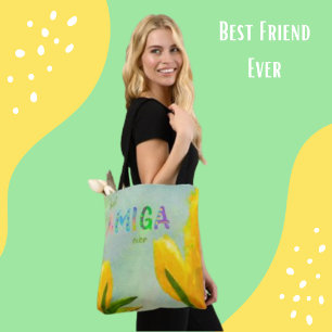 Happy Mother's Day Best Amiga Ever Yellow Tulips Tasche