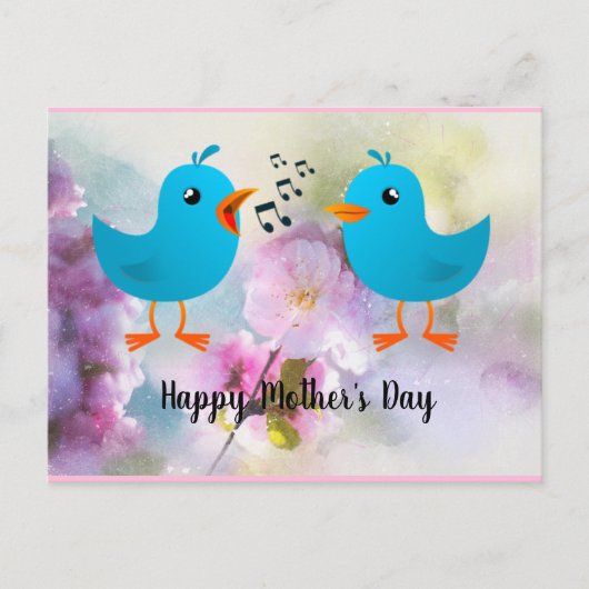 Happy Mother's Day Birds Singing for You Postcard Postkarte (Vorderseite)
