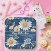 Happy Mother's Day Blue and White Daisies Pappteller (Party)