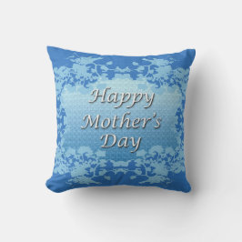 Happy Mother's Day Blue Floral Pillow Kissen
