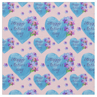 Happy Mother's Day Blue Hearts Floral auf Pink Stoff