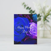 Happy Mother's Day Blue Lila Rose Postkarte (Stehend Vorderseite)