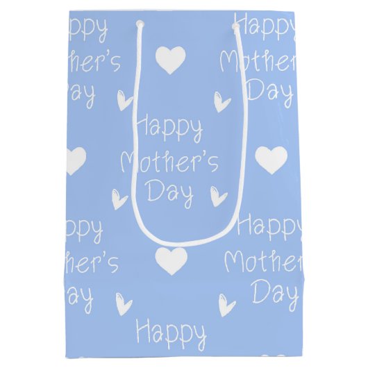 Happy Mother's Day Blue Script Mittlere Geschenktüte (Rückseite)