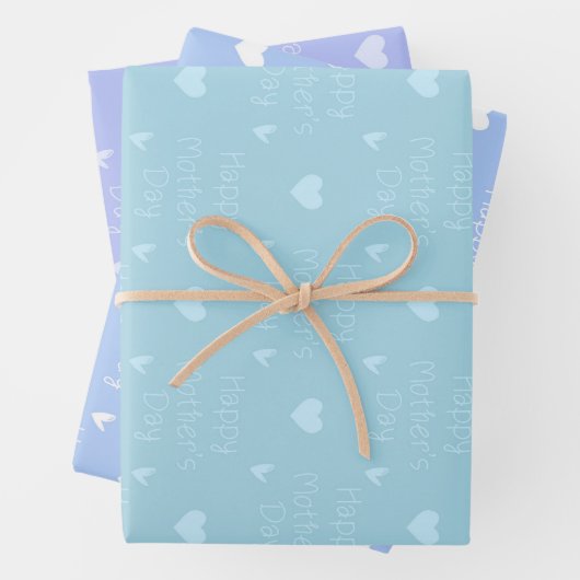Happy Mother's Day Blue Theme Set von 3 Geschenkpapier Set (Beispiel)