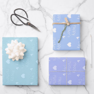 Happy Mother's Day Blue Theme Set von 3 Geschenkpapier Set
