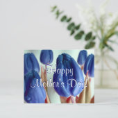 Happy Mother's Day Blue Tulips Postkarte (Stehend Vorderseite)