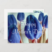 Happy Mother's Day Blue Tulips Postkarte (Vorne/Hinten)