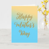 Happy Mother's Day Blue Yellow Ombre Chic Hübsch Karte (Gelbe Blume)