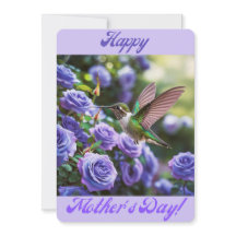 Happy Mother's Day Bluish Lila Rose Hummingbird