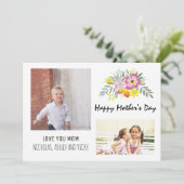 Happy Mother's Day Blumenrosa Modernes Foto Karte (Stehend Vorderseite)