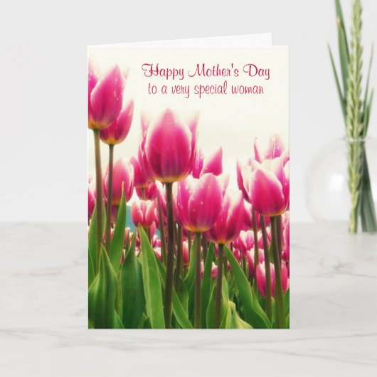 Happy Mother's Day Bright Pink Tulips Karte (Vorderseite)