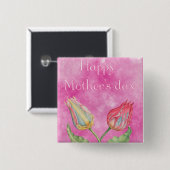 Happy Mother's Day Bright Red and Yellow Tulips Button (Vorne & Hinten)