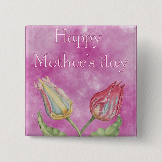 Happy Mother's Day Bright Red and Yellow Tulips Button (Vorderseite)