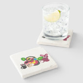 Happy mothers day bunnies and rabbit  steinuntersetzer (Seitenansicht)