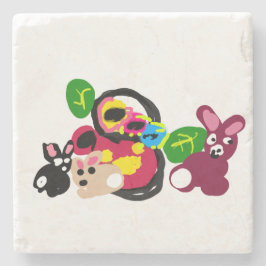 Happy mothers day bunnies and rabbit  steinuntersetzer