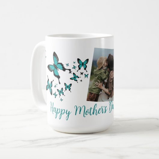 Happy Mother's Day Butterfly Cute Photo Kaffeetasse (Vorderseite Links)