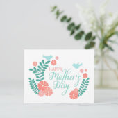 Happy mother's day calligraphy text flowers postkarte (Stehend Vorderseite)