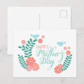 Happy mother's day calligraphy text flowers postkarte (Vorne/Hinten)
