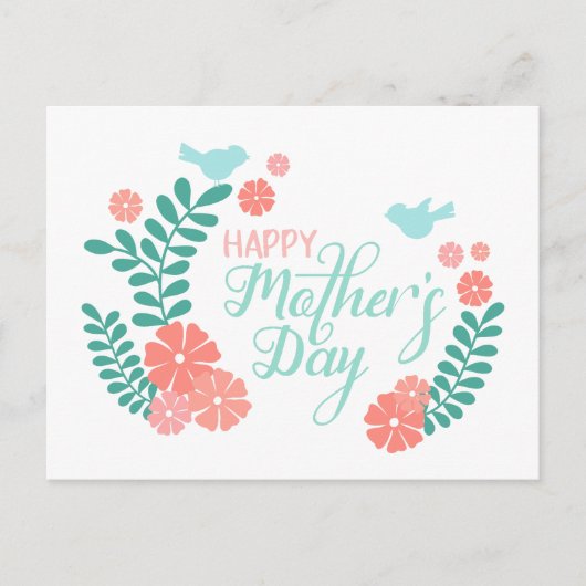 Happy mother's day calligraphy text flowers postkarte (Vorderseite)