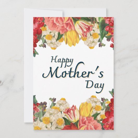 Happy Mother's Day Card - Botanische Wildblumen Feiertagskarte (Vorderseite)