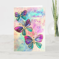 Happy Mother's Day Card Butterfly - Watercolor