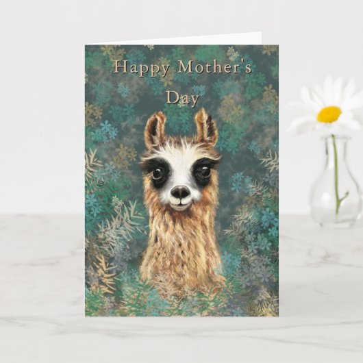 Happy Mother's Day Card Curious Baby Llama Karte (Kleine Pflanze)