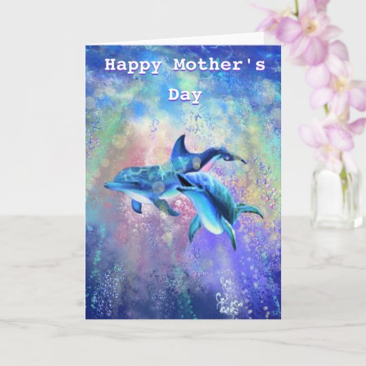 Happy Mother's Day Card Dolphin Family Karte (Orchidee)