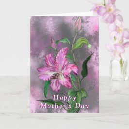 Happy Mother's Day Card Lila Pink Lily Blume Karte