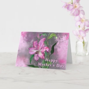 Happy Mother's Day Card Lila Pink Lily Blume Karte